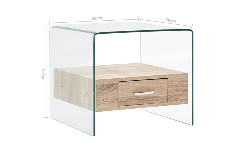 Soffbord med låda 50x50x45 cm härdat glas - Transparent - Möbler - Bord & matgrupper - Soffbord
