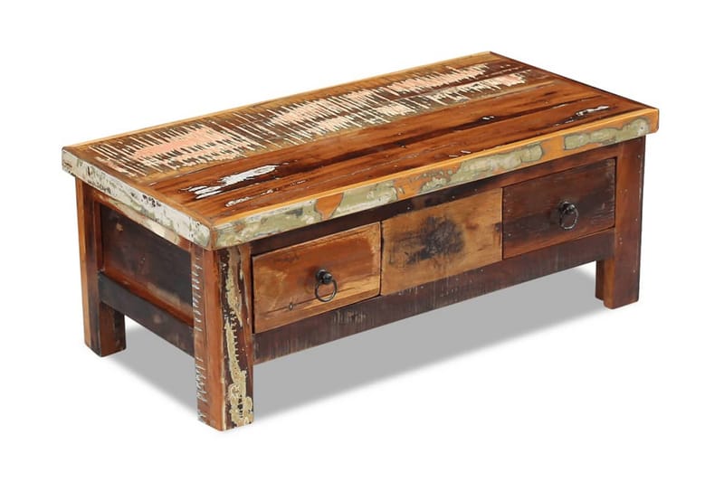 Soffbord med lådor massivt återvunnet trä 90x45x35 cm - Brun - Möbler - Bord & matgrupper - Soffbord