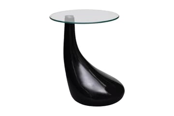 Soffbord med rund bordsskiva i glas högglans svart