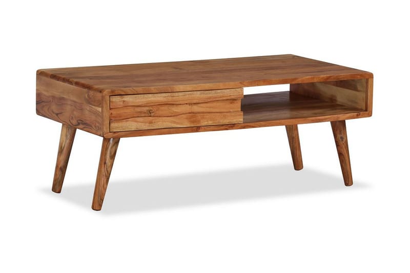 Soffbord med snidad låda massivt trä 100x50x40 cm - Brun - Möbler - Bord & matgrupper - Soffbord