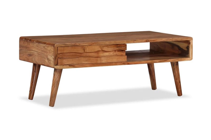 Soffbord med snidad låda massivt trä 100x50x40 cm - Brun - Möbler - Bord & matgrupper - Soffbord