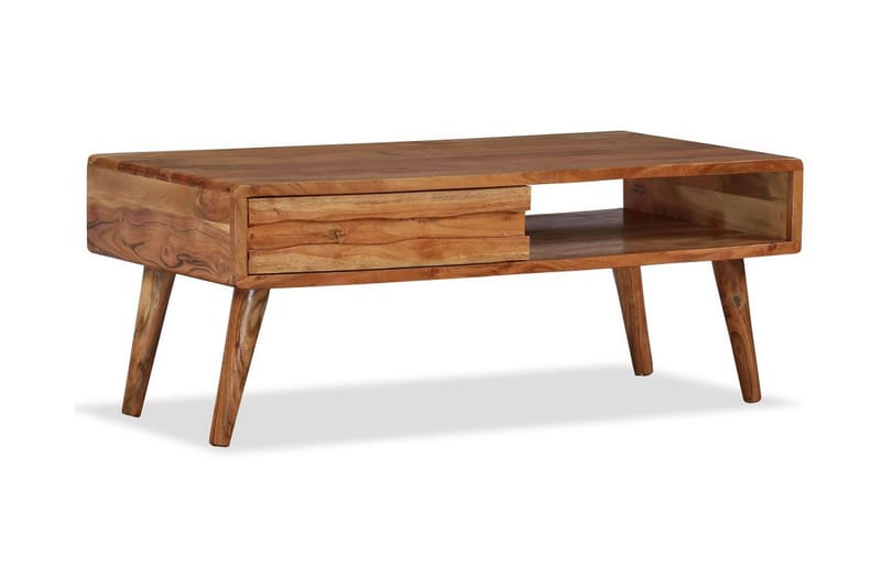 Soffbord med snidad låda massivt trä 100x50x40 cm - Brun - Möbler - Bord & matgrupper - Soffbord