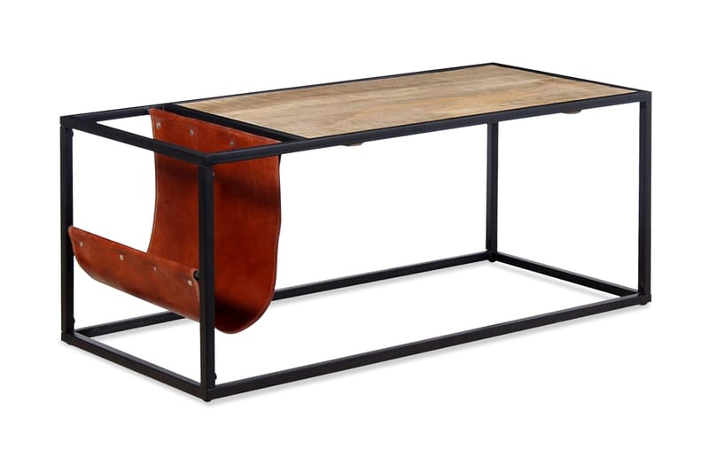 Soffbord med tidningsställ 110x50x45 cm äkta läder - Flerfärgad - Soffbord