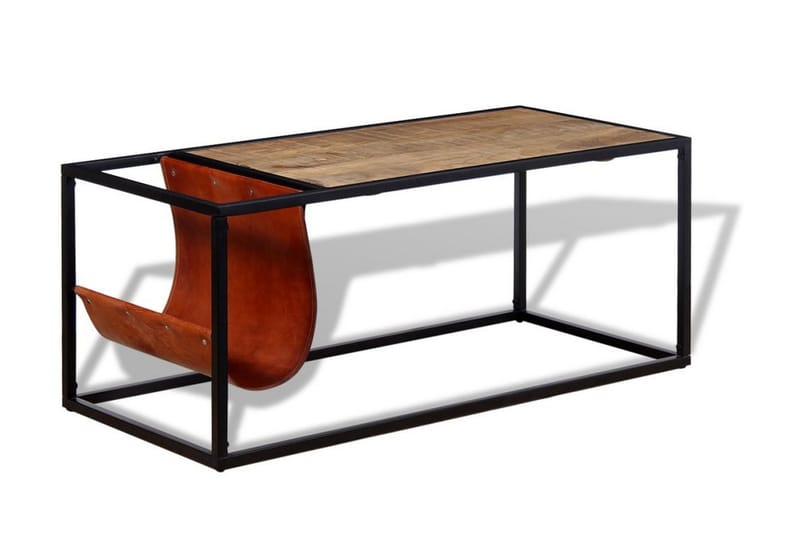 Soffbord med tidningsställ 110x50x45 cm äkta läder - Flerfärgad - Möbler - Bord & matgrupper - Soffbord