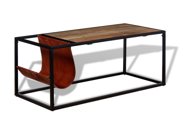 Soffbord med tidningsställ 110x50x45 cm äkta läder - Flerfärgad - Möbler - Bord & matgrupper - Soffbord