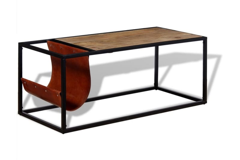 Soffbord med tidningsställ 110x50x45 cm äkta läder - Flerfärgad - Möbler - Bord & matgrupper - Soffbord