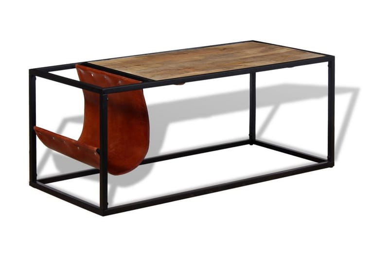 Soffbord med tidningsställ 110x50x45 cm äkta läder - Flerfärgad - Möbler - Bord & matgrupper - Soffbord