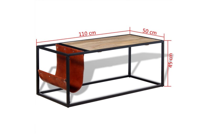 Soffbord med tidningsställ 110x50x45 cm äkta läder - Flerfärgad - Soffbord