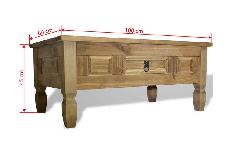 Soffbord mexikansk Coronastil furu 100x60x45 cm - Brun - Möbler - Bord & matgrupper - Soffbord