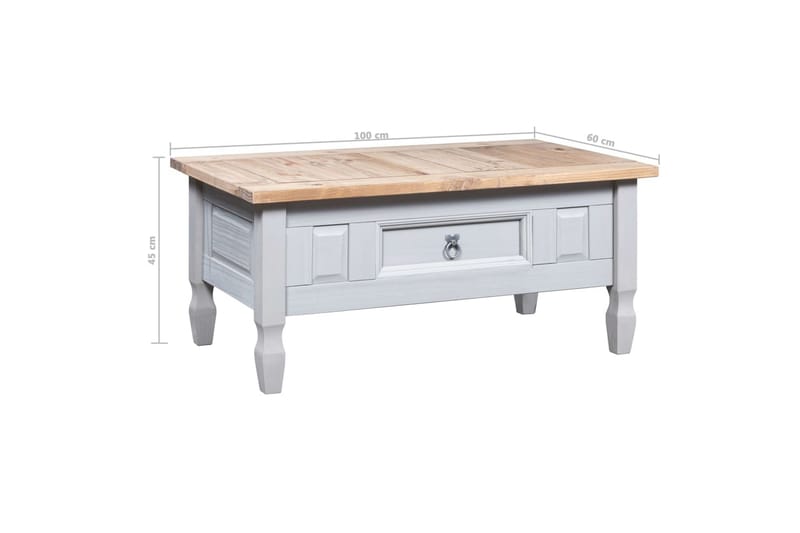 Soffbord mexikansk coronastil furu grå 100x60x45 cm - Grå - Möbler - Bord & matgrupper - Soffbord