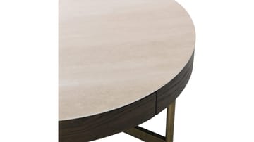 Soffbord Myrdal med Travertintopp 55 cm - Travertintopp med bronsfärgade metallben - Möbler - Bord & matgrupper - Soffbord