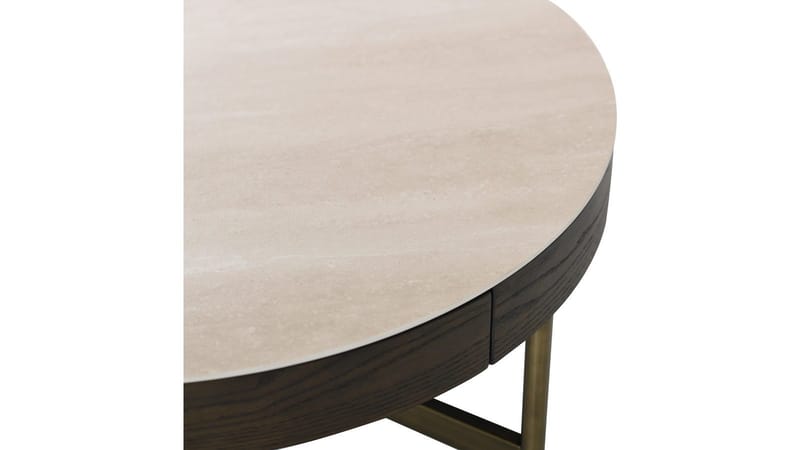 Soffbord Myrdal med Travertintopp 55 cm - Travertintopp med bronsfärgade metallben - Möbler - Bord & matgrupper - Soffbord