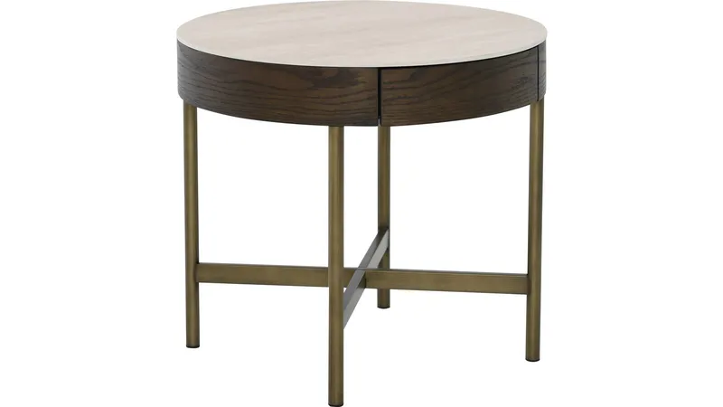 Soffbord Myrdal med Travertintopp 55 cm - Travertintopp med bronsfärgade metallben - Möbler - Bord & matgrupper - Soffbord