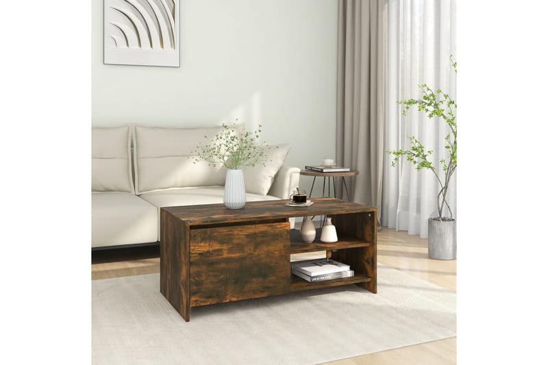 Soffbord rökfärgad ek 102x50x45 cm konstruerat trä - Brun - Möbler - Bord & matgrupper - Soffbord