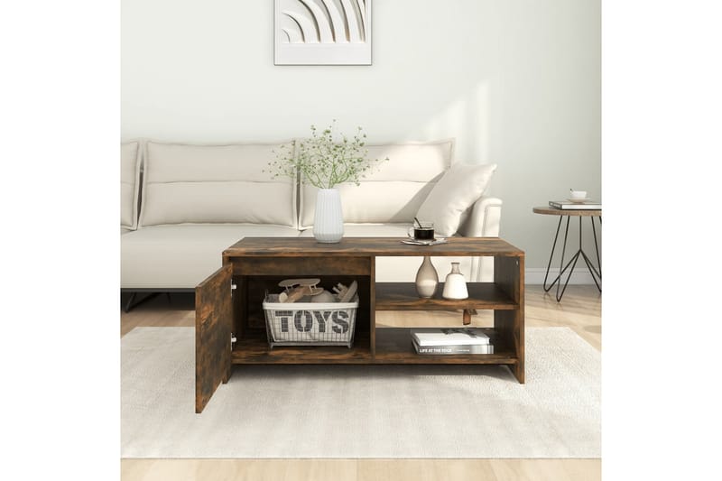 Soffbord rökfärgad ek 102x50x45 cm konstruerat trä - Brun - Möbler - Bord & matgrupper - Soffbord
