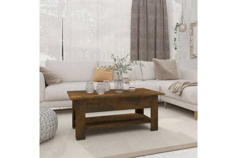 Soffbord rökfärgad ek 102x55x42 cm spånskiva - Brun - Möbler - Bord & matgrupper - Soffbord