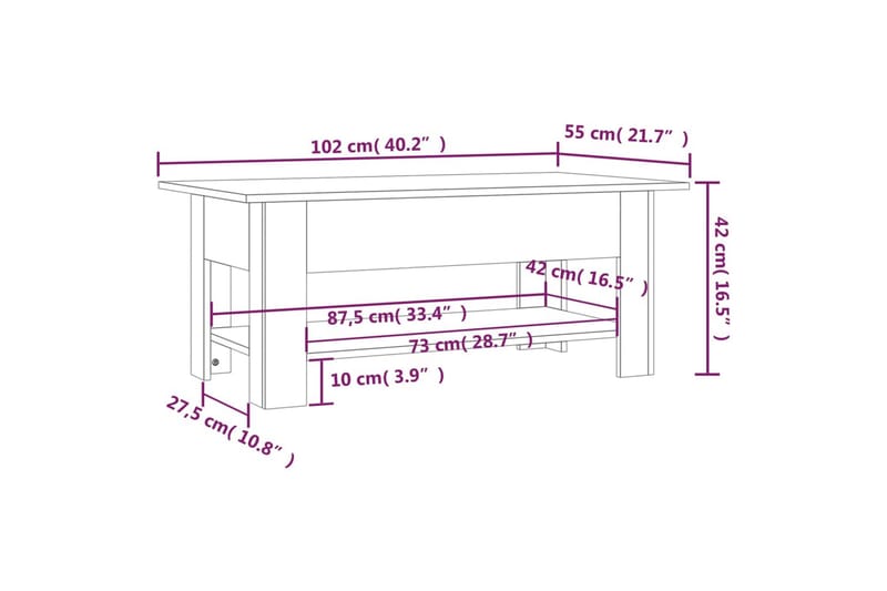 Soffbord rökfärgad ek 102x55x42 cm spånskiva - Brun - Möbler - Bord & matgrupper - Soffbord