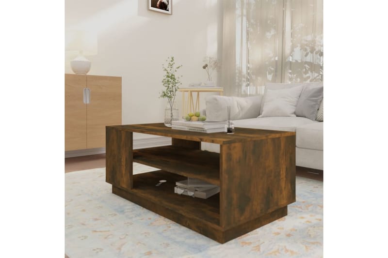 Soffbord rökfärgad ek 102x55x43 cm spånskiva - Brun - Möbler - Bord & matgrupper - Soffbord