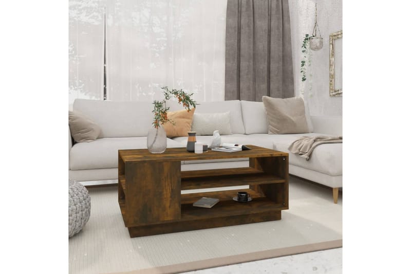 Soffbord rökfärgad ek 102x55x43 cm spånskiva - Brun - Möbler - Bord & matgrupper - Soffbord