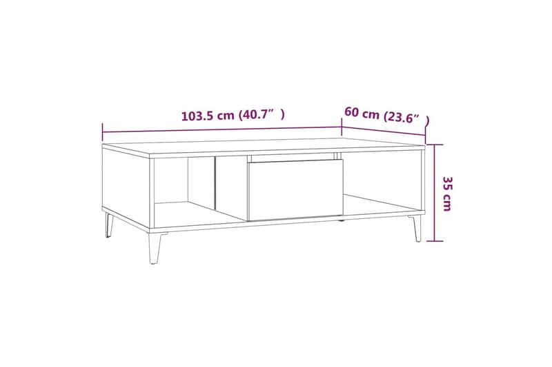 Soffbord rökfärgad ek 103,5x60x35 cm spånskiva - Brun - Möbler - Bord & matgrupper - Soffbord