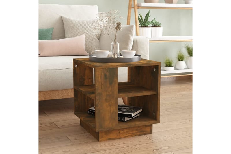 Soffbord rökfärgad ek 40x40x43 cm konstruerat trä - Brun - Möbler - Bord & matgrupper - Soffbord