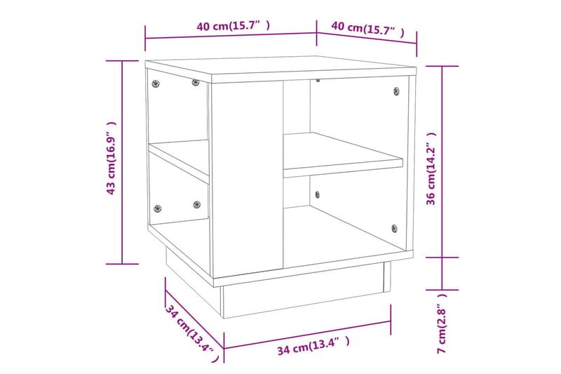 Soffbord rökfärgad ek 40x40x43 cm konstruerat trä - Brun - Möbler - Bord & matgrupper - Soffbord