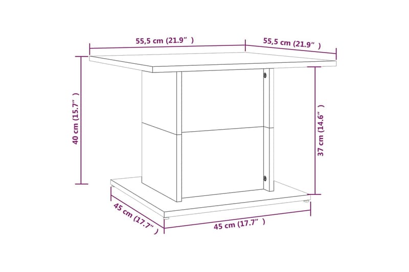 Soffbord rökfärgad ek 55,5x55,5x40 cm spånskiva - Brun - Soffbord