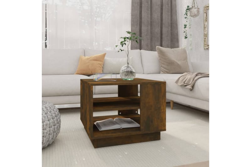 Soffbord rökfärgad ek 55x55x43 cm spånskiva - Brun - Möbler - Bord & matgrupper - Soffbord