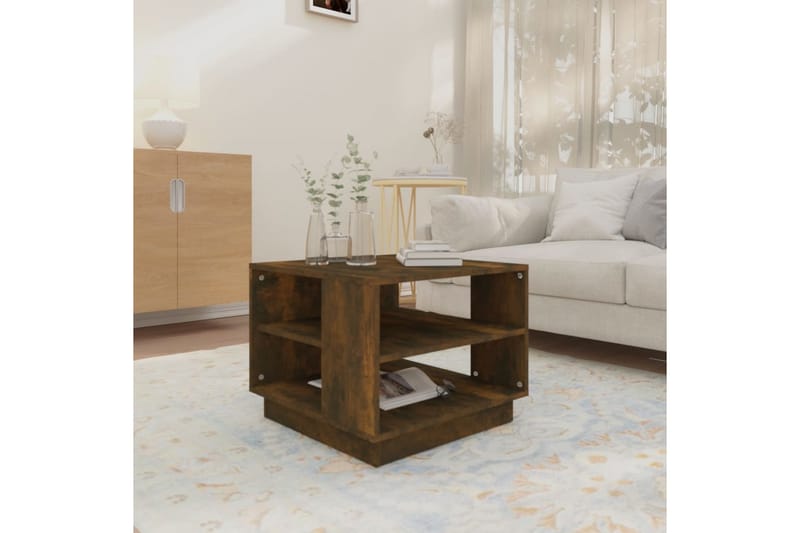 Soffbord rökfärgad ek 55x55x43 cm spånskiva - Brun - Möbler - Bord & matgrupper - Soffbord