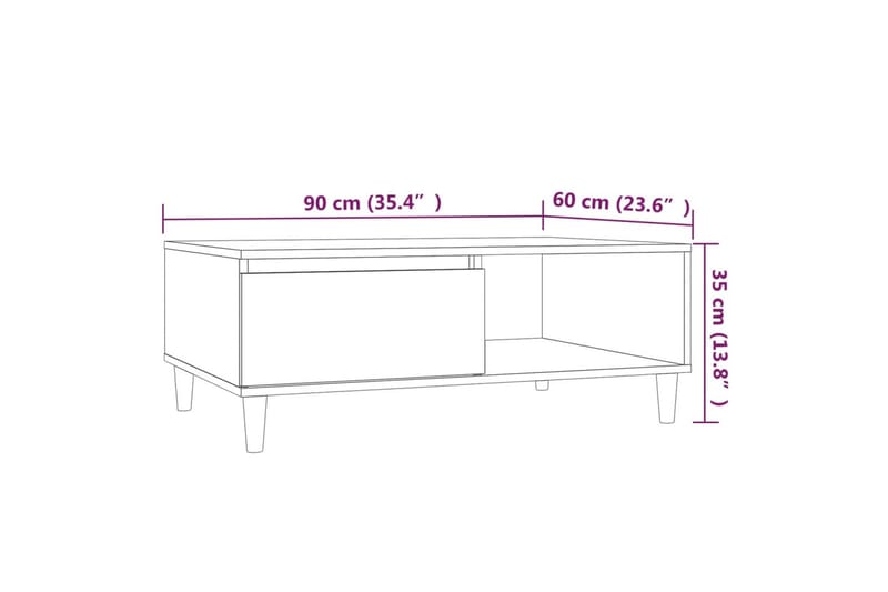 Soffbord rökfärgad ek 90x60x35 cm spånskiva - Brun - Möbler - Bord & matgrupper - Soffbord