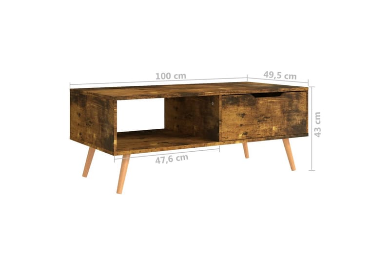 Soffbord rökt ek 100x49,5x43 cm spånskiva - Brun - Möbler - Bord & matgrupper - Soffbord
