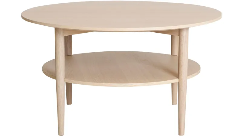 Soffbord Ravik med Hylla Ø90 cm - Vitpigmenterad - Möbler - Bord & matgrupper - Soffbord