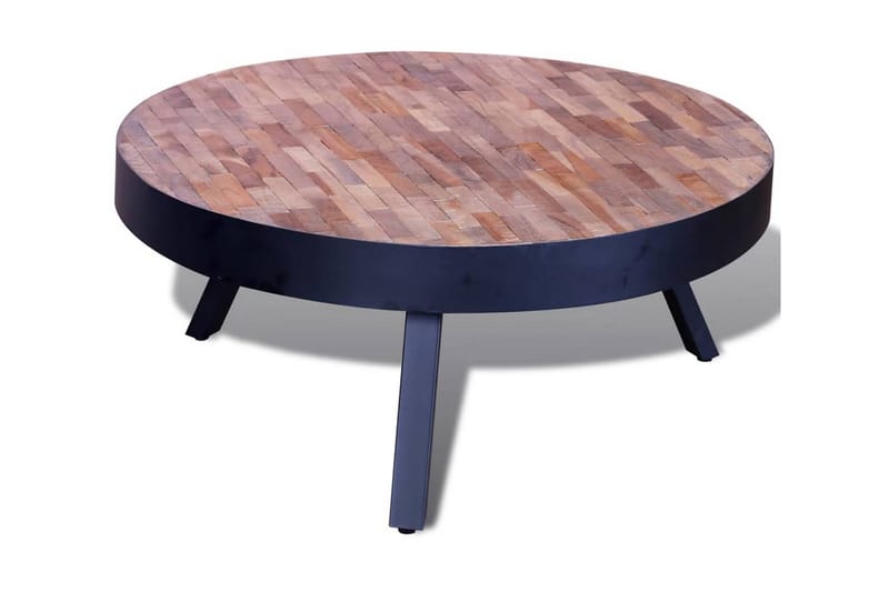 Soffbord runt återvunnen teak - Svart - Möbler - Bord & matgrupper - Soffbord