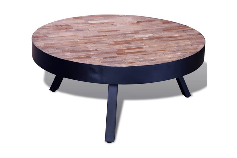 Soffbord runt återvunnen teak - Svart - Möbler - Bord & matgrupper - Soffbord