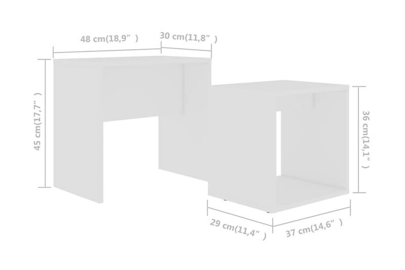 Soffbord set 48x30x45 cm spånskiva - Vit - Möbler - Bord & matgrupper - Soffbord