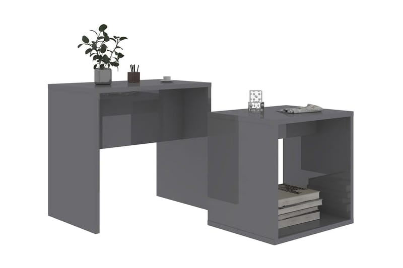 Soffbord set grå högglans 48x30x45 cm spånskiva - Grå - Möbler - Bord & matgrupper - Soffbord