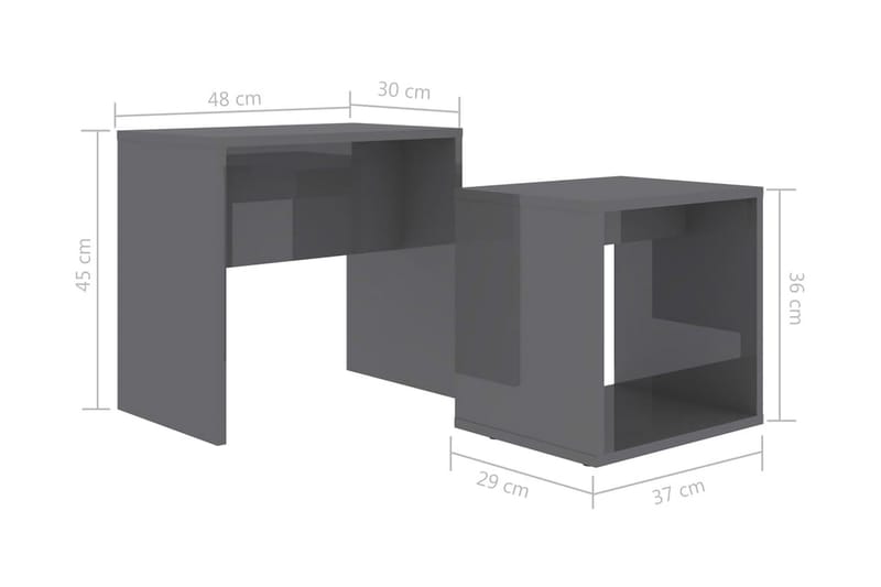 Soffbord set grå högglans 48x30x45 cm spånskiva - Grå - Möbler - Bord & matgrupper - Soffbord
