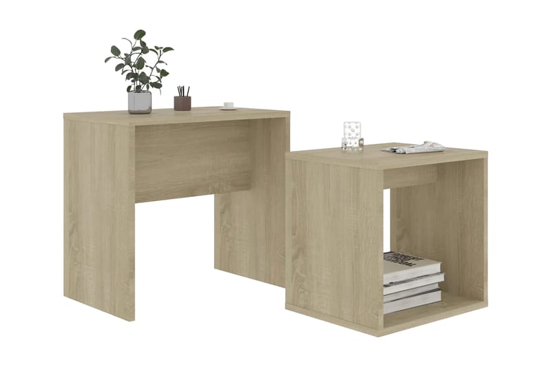 Soffbord set sonoma-ek 48x30x45 cm spånskiva - Brun - Soffbord - Satsbord