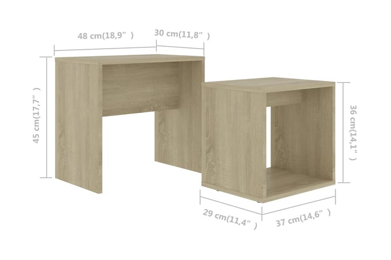Soffbord set sonoma-ek 48x30x45 cm spånskiva - Brun - Soffbord - Satsbord