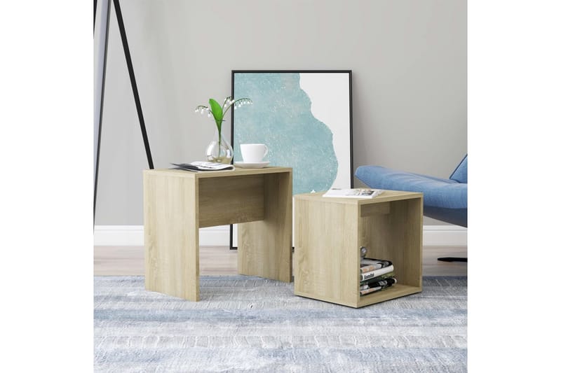 Soffbord set sonoma-ek 48x30x45 cm spånskiva - Brun - Möbler - Bord & matgrupper - Soffbord