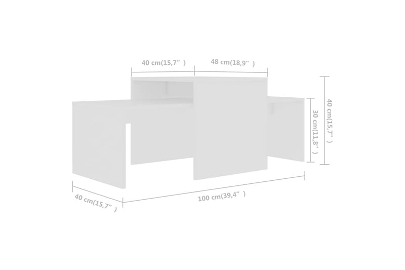 Soffbord set vit 100x48x40 cm spånskiva - Vit - Möbler - Bord & matgrupper - Soffbord