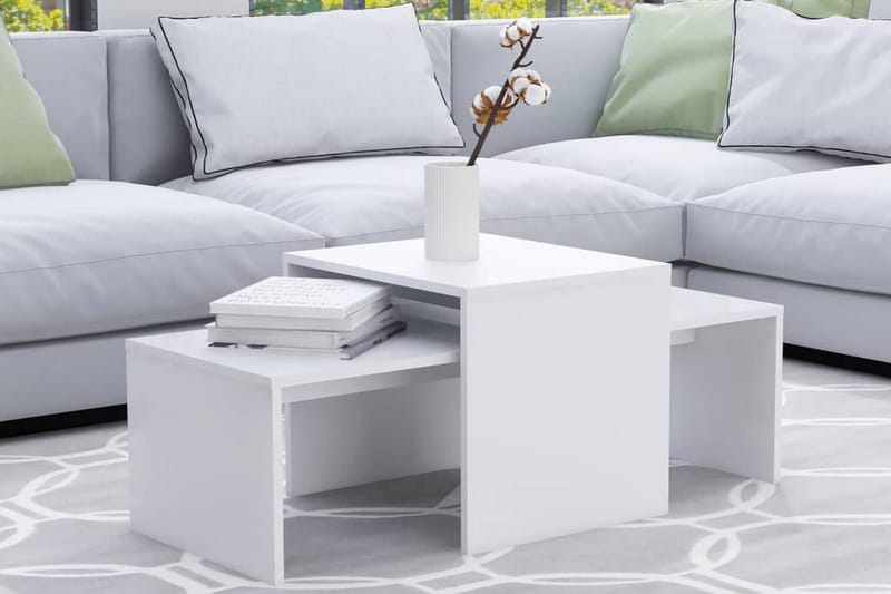 Soffbord set vit 100x48x40 cm spånskiva - Vit - Möbler - Bord & matgrupper - Soffbord
