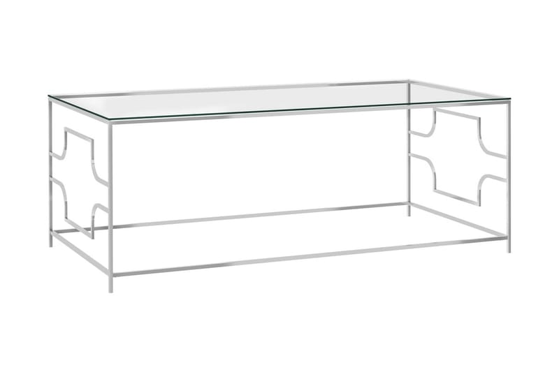 Soffbord silver 120x60x45 cm rostfritt stål och glas - Silver - Möbler - Bord & matgrupper - Soffbord
