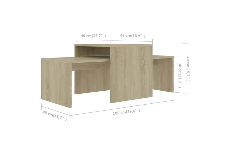 Soffbord sonoma-ek 100x48x40 cm spånskiva - Brun - Möbler - Bord & matgrupper - Soffbord
