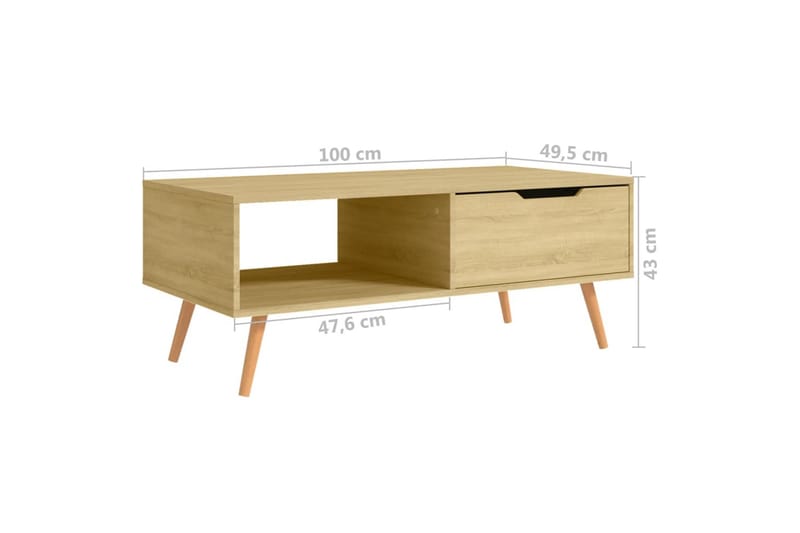 Soffbord sonoma-ek 100x49,5x43 cm spånskiva - Brun - Möbler - Bord & matgrupper - Soffbord