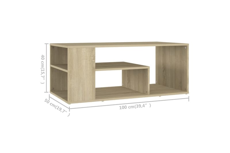 Soffbord sonoma-ek 100x50x40 cm spånskiva - Brun - Möbler - Bord & matgrupper - Soffbord