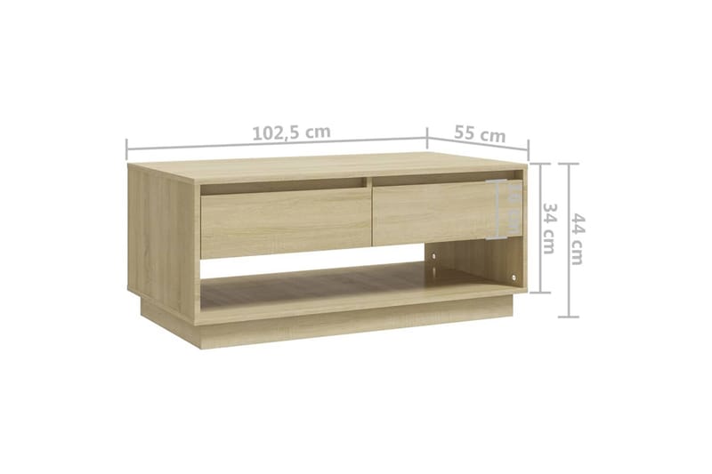 Soffbord sonoma-ek 102,5x55x44 cm spånskiva - Brun - Soffbord