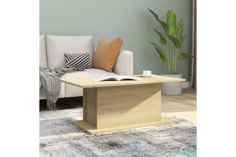 Soffbord sonoma-ek 102x55,5x40 cm spånskiva - Beige - Soffbord