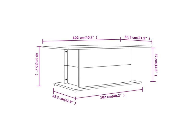 Soffbord sonoma-ek 102x55,5x40 cm spånskiva - Beige - Möbler - Bord & matgrupper - Soffbord