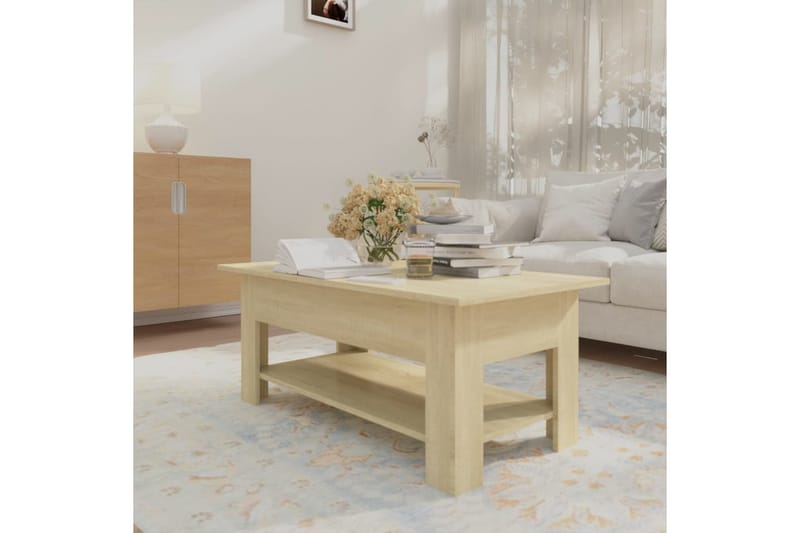 Soffbord sonoma-ek 102x55x42 cm spånskiva - Brun - Möbler - Bord & matgrupper - Soffbord
